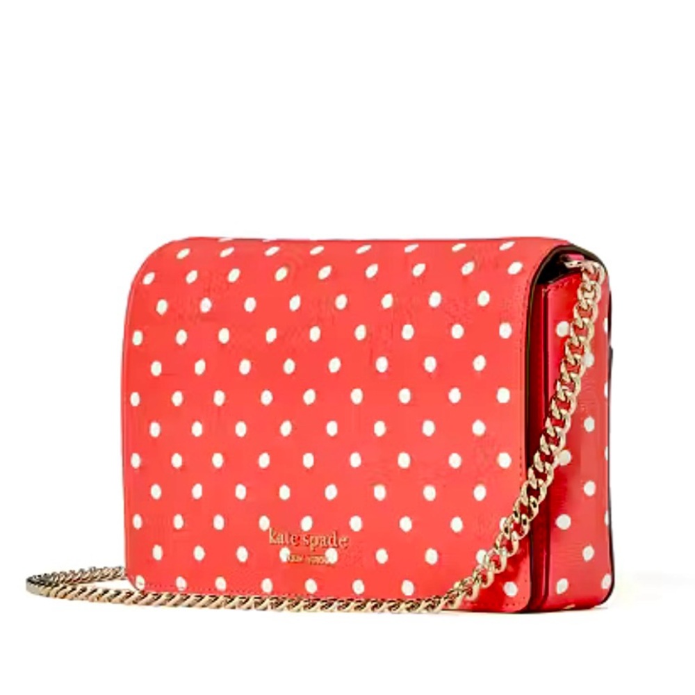 Kate Spade New York Spencer Dots Chain Wallet Crossbody Peach Melba Bag